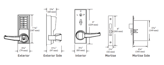 Kaba Simplex RR8148M Mortise Combination Lock, Accepts Medeco LFIC