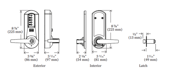 Kaba Simplex 5021XKWL Pushbutton Lever Lock, Kaba 90 Keyway