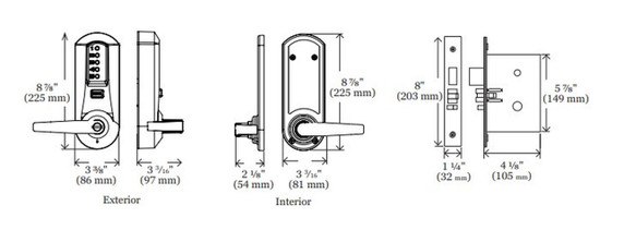Kaba Simplex 5066MWL Pushbutton Mortise Lever Lock, Accepts Medeco LFIC
