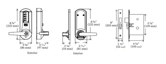 Kaba Simplex 5066SWL Pushbutton Mortise Lever Lock, Accepts Schlage LFIC