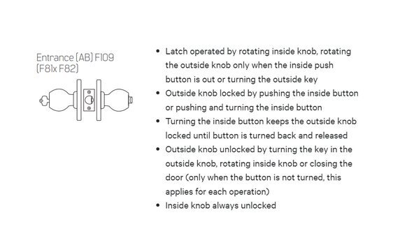 BEST 8K37AB4AS3626 Grade 1 Entrance Cylindrical Knob Lock, Satin Chrome