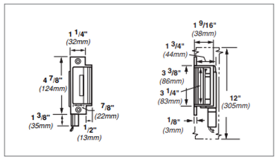 Von Duprin 6210 24V Electric Strike, for Mortise Locks