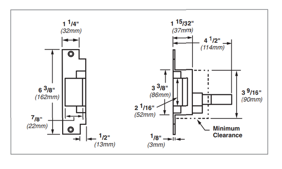 Von Duprin 6212WF 12V Electric Strike, for Cylindrical or Mortise Locks