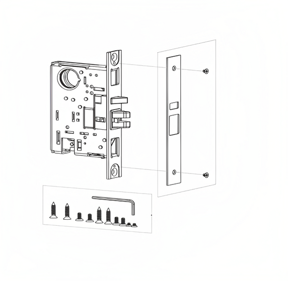 PHI M303 630 Mortise Lock Body, 03 Function, Satin Stainless Steel Finish