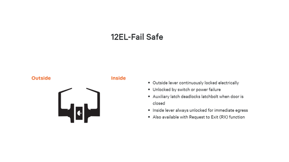 Schlage ND12DEL TLR Heavy Duty Electrified Exit Lever Lock - Fail Safe, Tubular Style