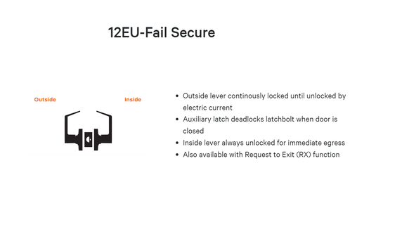 Schlage ND12DEU OME Heavy Duty Electrified Exit Lever Lock - Fail Secure, Omega Style