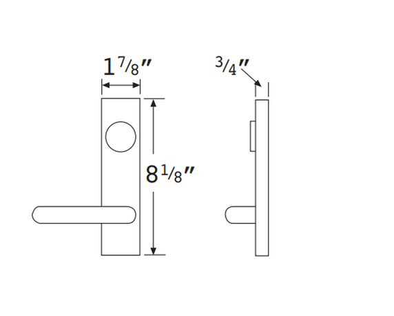 Falcon 712L-NL-R/V D Night Latch Lever Trim, For 24 Series Exit Device
