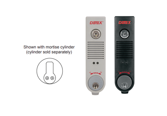 Detex EAX-300W W-CYL KA Battery Powered Weatherized Door Propped Alarm, w/ Cylinder, Gray