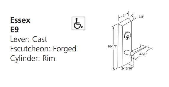 Corbin Russwin E957ET 630 Nightlatch Exit Device Trim, Satin Stainless Steel Finish