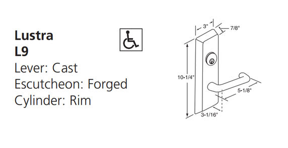 Corbin Russwin L959ET 630 Storeroom Exit Trim, Satin Stainless Steel