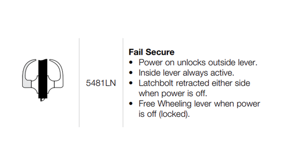 Accentra (Yale) AU5481LN Grade 1 Electrified Lever Lock, Fail Secure