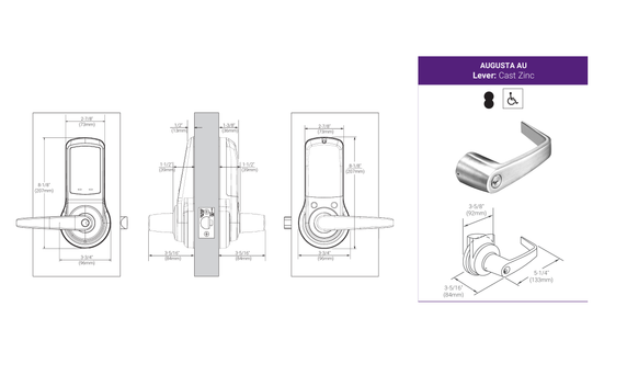 Accentra (Yale) AU-NTB623-NR Nextouch Touchscreen Keypad Lock, w/ Cylinder Override