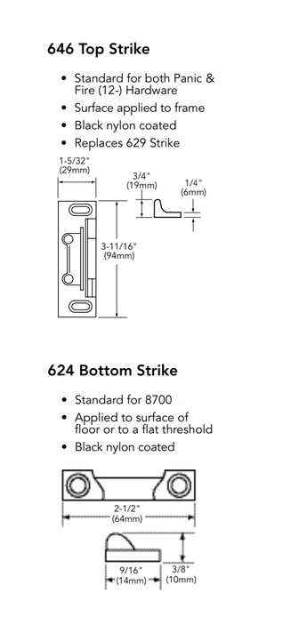 Sargent 8710J 42" Surface Vertical Rod Exit Device, Exit Only