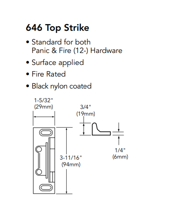 Sargent 12-NB8713G 48" Fire Rated Top Latch Surface Vertical Rod Exit Device, Classroom - No trim