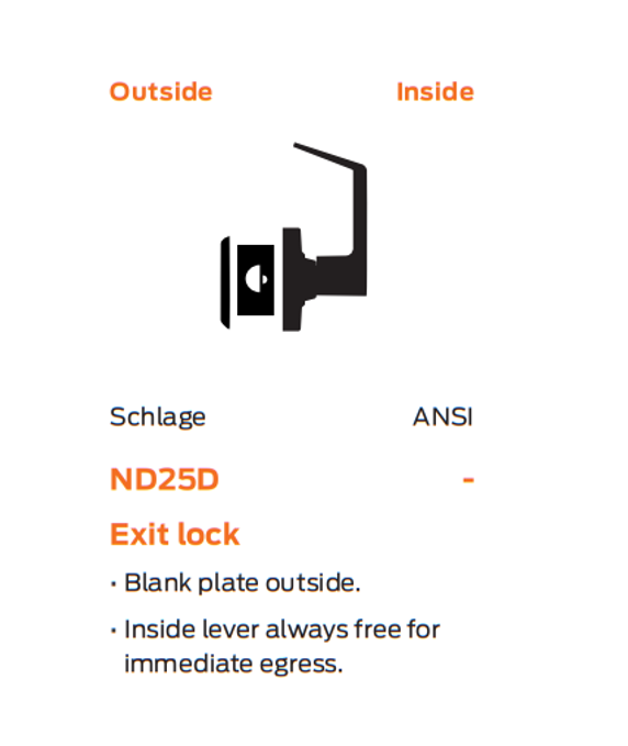 Schlage ND25D ATH Heavy Duty Exit Lever Lock, Athens Style