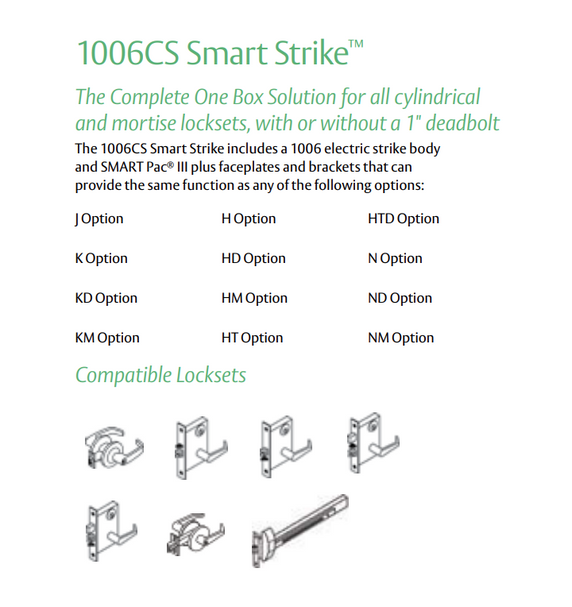 HES 1006CS-630 Complete Smart Electric Strike for Mortise or Cylindrical Lock