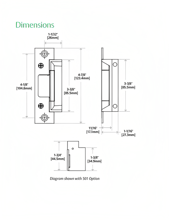 HES 5000-LBM Grade 1 Low Profile Electric Strike for Cylindrical Locksets w/ Latchbolt Monitor