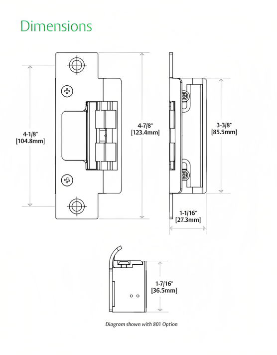 HES 8000C Concealed Electric Strike Complete for Cylindrical Locksets