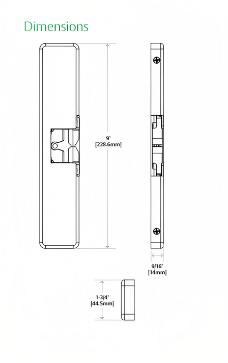 HES 9400 Slim-line, Surface Mounted Electric Strike