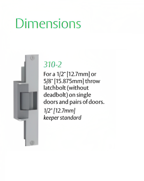 HES Folger Adam 310-2 Electric Strike - For 1/2" or 5/8" Throw Latchbolt
