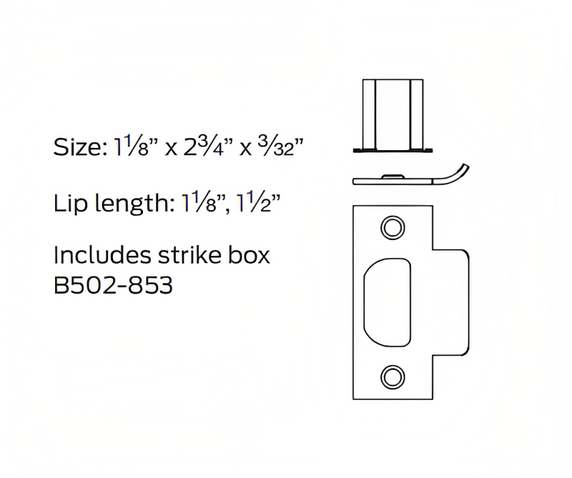 Schlage 10-016 T-Strike w/ Deep Box, 1-1/8" x 2-3/4", 1-1/8" Lip