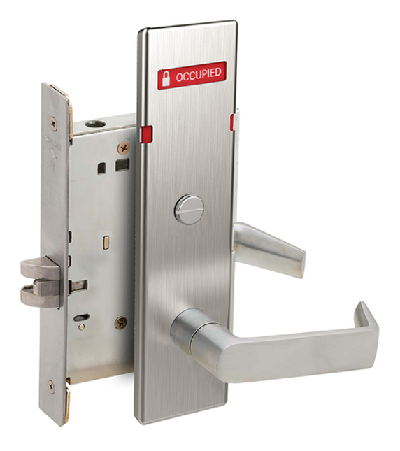 Schlage L9044 06N L283-722 Privacy and Coin Turn Mortise Lock w/ Exterior Vacant/Occupied Indicator