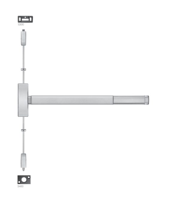 PHI Precision FL2202 Fire Rated Surface Vertical Rod Exit Device, Dummy Trim Prep