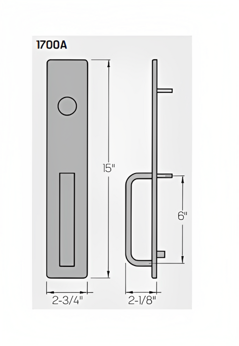 PHI Precision 1702A Wide Stile Dummy Trim, "A" Design Pull