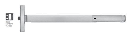 PHI Precision 2408 Narrow Stile Rim Exit Device, Key Locks/Unlocks Lever/Knob Prep (No Trim)