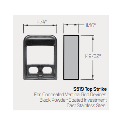 PHI Precision FL2614LBR Fire Rated Narrow Stile Concealed Vertical Rod Exit Device, Less Bottom Rod, No Cylinder Lever/Knob Always Active Prep (No Trim)