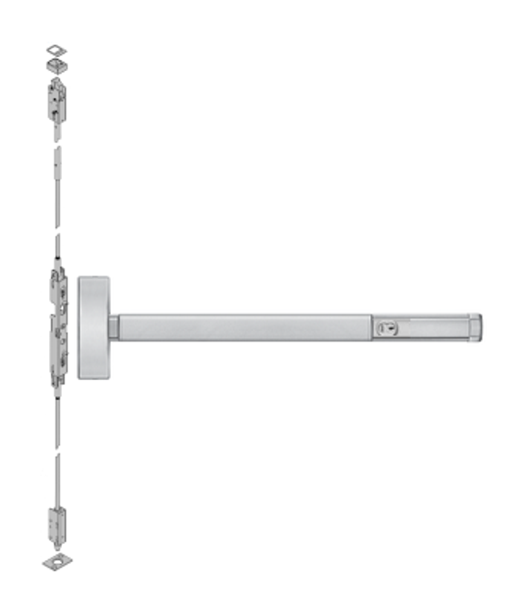 PHI Precision 2803CD Cylinder Dogging Concealed Vertical Rod Exit Device, Key Retracts Latchbolt Prep (No Trim)