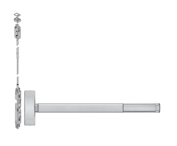 PHI Precision FL2802LBR Fire Rated Concealed Vertical Rod Exit Device, Less Bottom Rod, Dummy Trim Prep