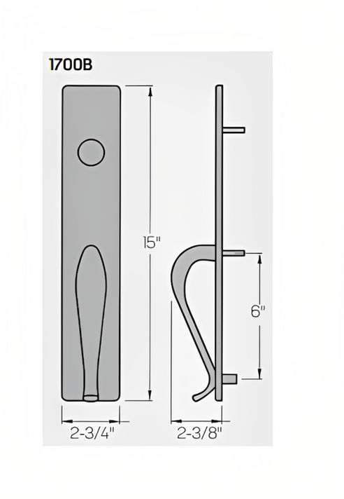 PHI Precision 1702B Wide Stile Dummy Trim, "B" Design Pull