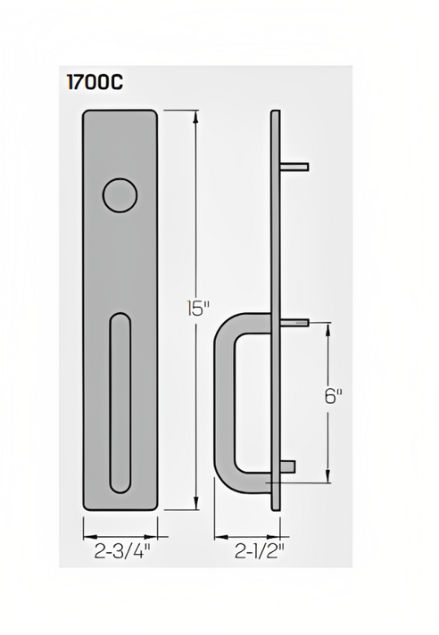 PHI Precision 1705C Wide Stile Key Controls Thumb Piece, "C" Design Pull