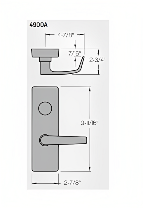 PHI Precision 4908A Wide Stile Key Controls Lever, "A" Lever Design