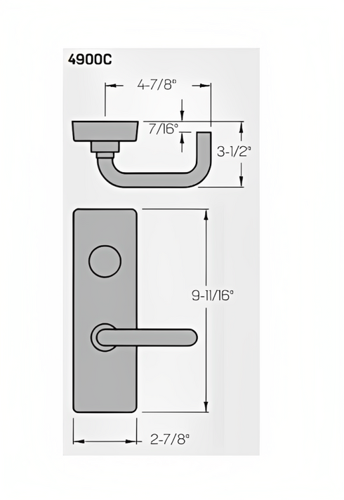 PHI Precision 4914C Wide Stile Lever Always Active, "C" Lever Design