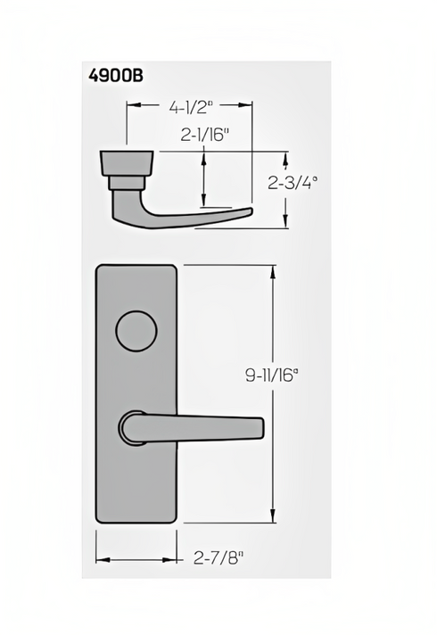 PHI Precision M4908B Wide Stile Key Controls Lever, "B" Lever Design, Requires 1-1/4" Mortise Type Cylinder