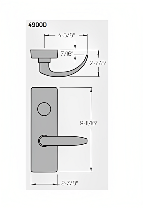 PHI Precision M4914D Wide Stile Lever Always Active, "D" Lever Design, Requires 1-1/4" Mortise Type Cylinder