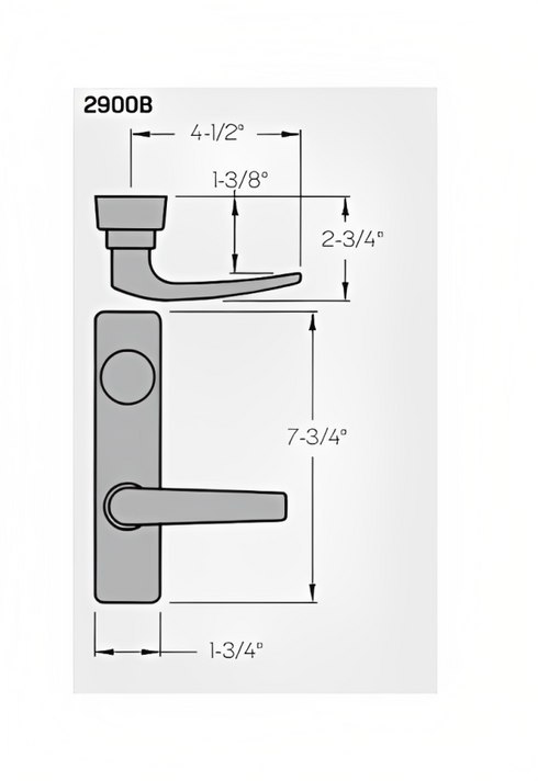 PHI Precision 2908B Narrow Stile Key Controls Lever, "B" Lever Design