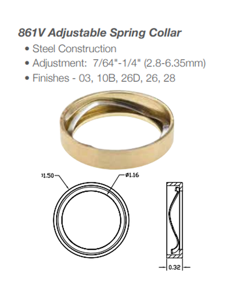 Kaba Ilco 861V Adjustable Spring Collar, 7/64" - 1/4"