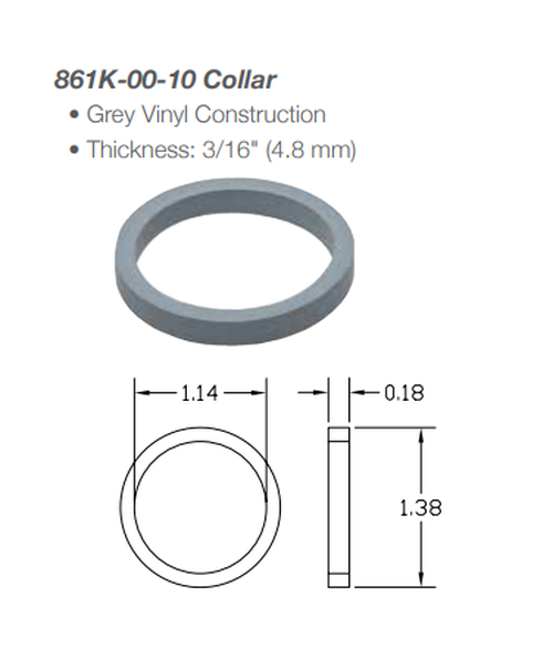 Kaba Ilco 861K Mortise Cylinder Solid Collar, 3/16" Thick