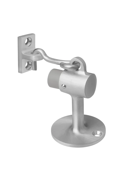 Rockwood 473 US26D Door Stop with Keeper, 1 Fastener Hole, Satin Chrome Finish