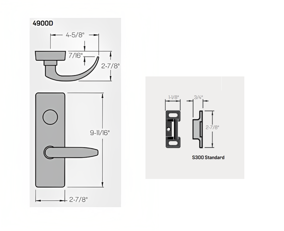 PHI Precision FL2108 4908D Fire Rated Rim Exit Device with 4908D Trim, Key Controls Lever