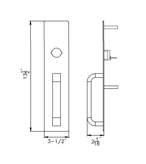 Detex 03A W-CYL KA Key retracts latch with "A" Straight Pull Trim w/ Cylinder for Value Series Devices