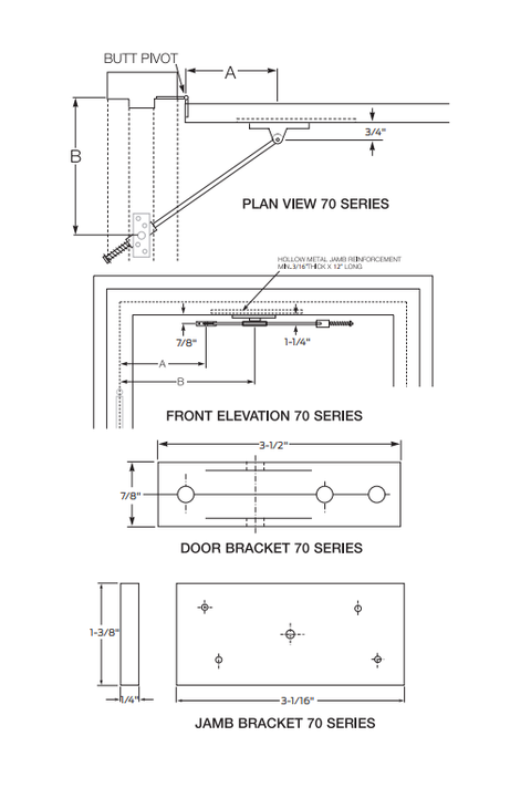 Glynn-Johnson 704H Heavy Duty Surface Overhead Hold Open, Size 4