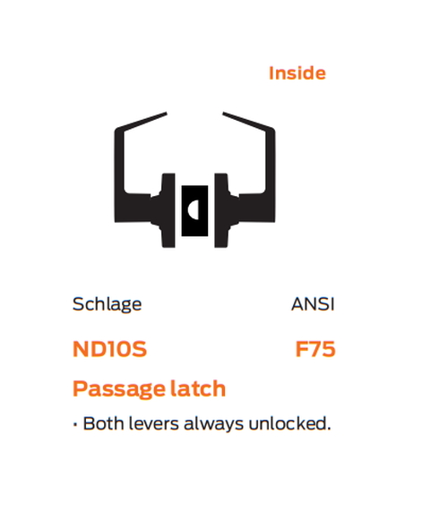 Schlage ND10S RHO Heavy Duty Passage Lever Lock, Rhodes Style