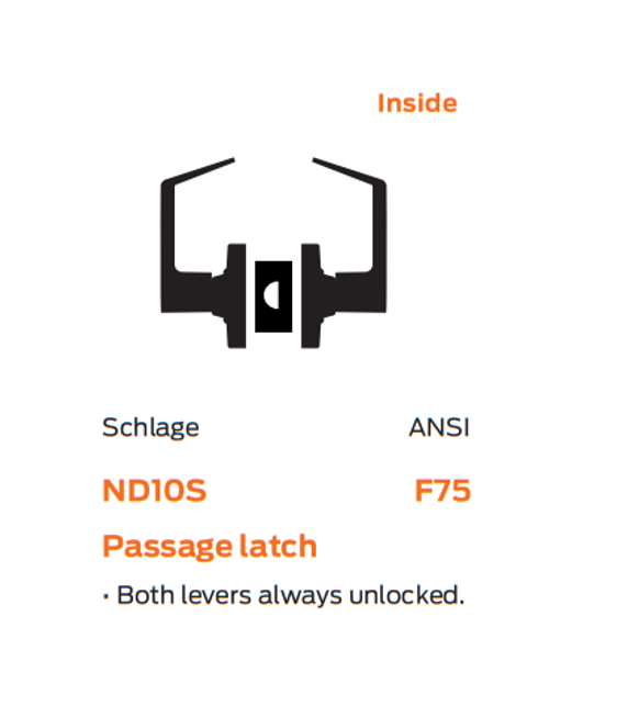 Schlage ND10S RHO Heavy Duty Passage Lever Lock, Rhodes Style