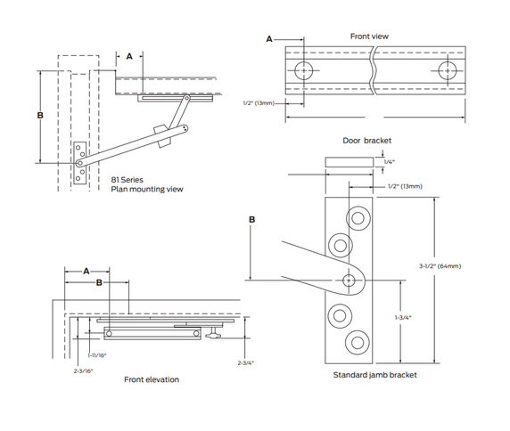 Glynn-Johnson 816S Heavy Duty Surface Overhead Stop Only, Size 6