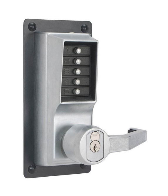 Kaba Simplex LRP1020S Pushbutton Exit Trim w/ Combination and Key Override, Accepts Schlage LFIC, RHR Doors