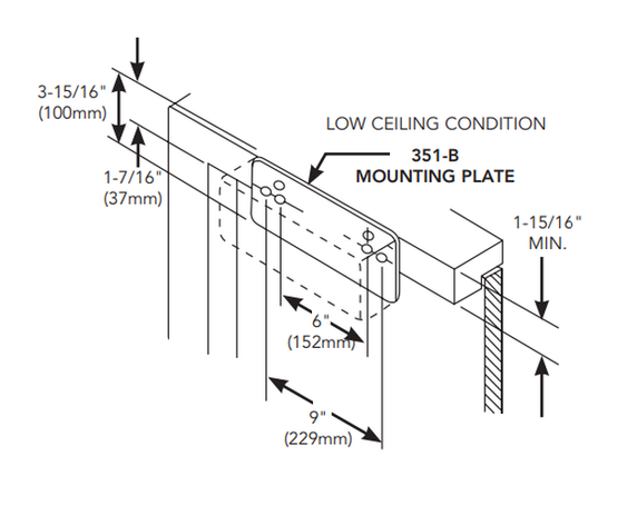 Sargent 351B EN Door Closer Mounting Plate for 351 Series, Top Jamb Applications with Low Ceilings